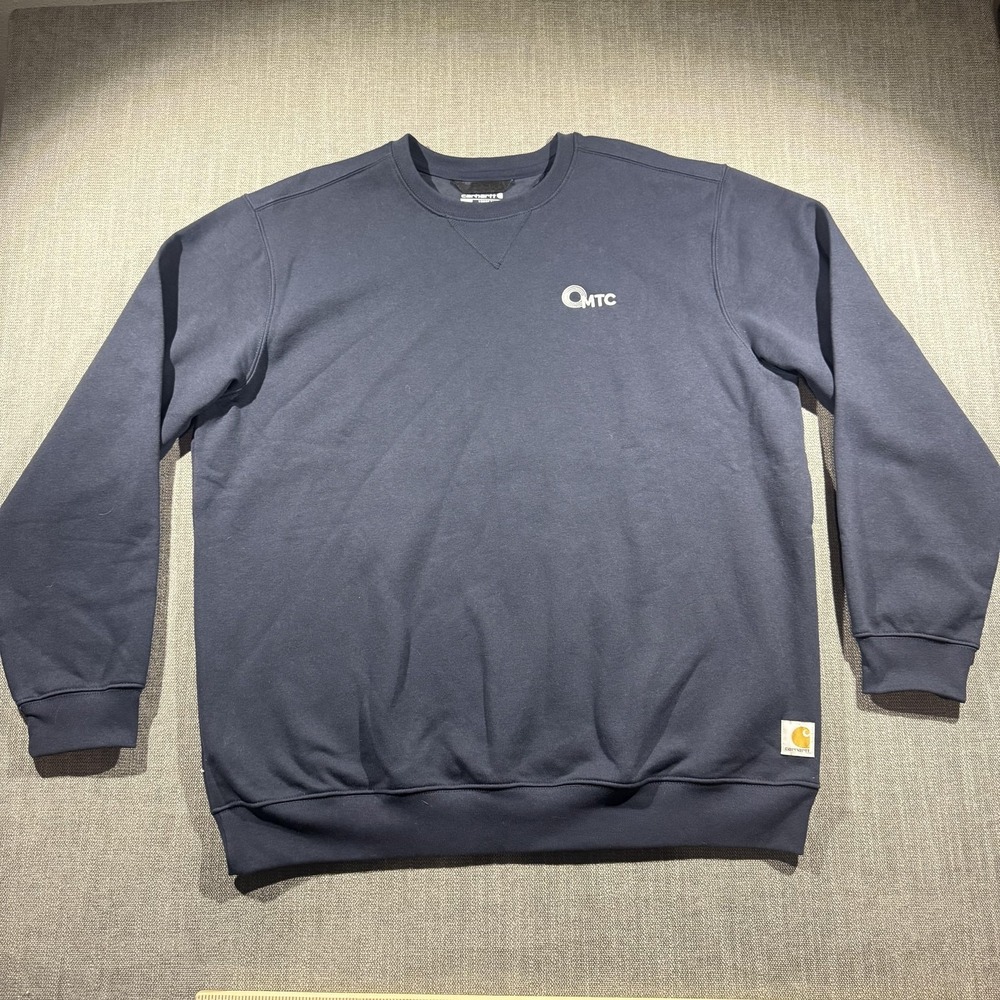 Carhartt Sweatshirt Mens XL Blue Loose Fit Crewneck MTC Logo Pullover Workwear